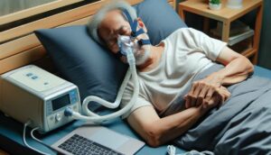 Homme qui dort avec une machine PPC